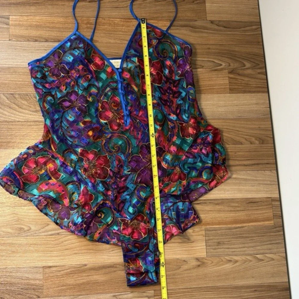 Vintage Victoria's Secret VS Gold‎ Label Lingerie Teddy Size M Coquette Rainbow